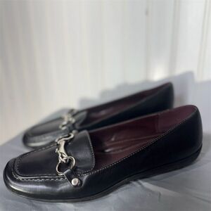 Coach Dorie Black Leather Bit Loafers Size 7.5M Equestrian Horsebit Flats Shoes